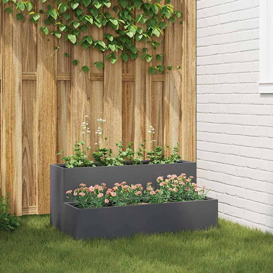 vidaXL Tuin Bloempot Antraciet 100 x 60 x 45 cm Koudgewalst staal afbeelding 1