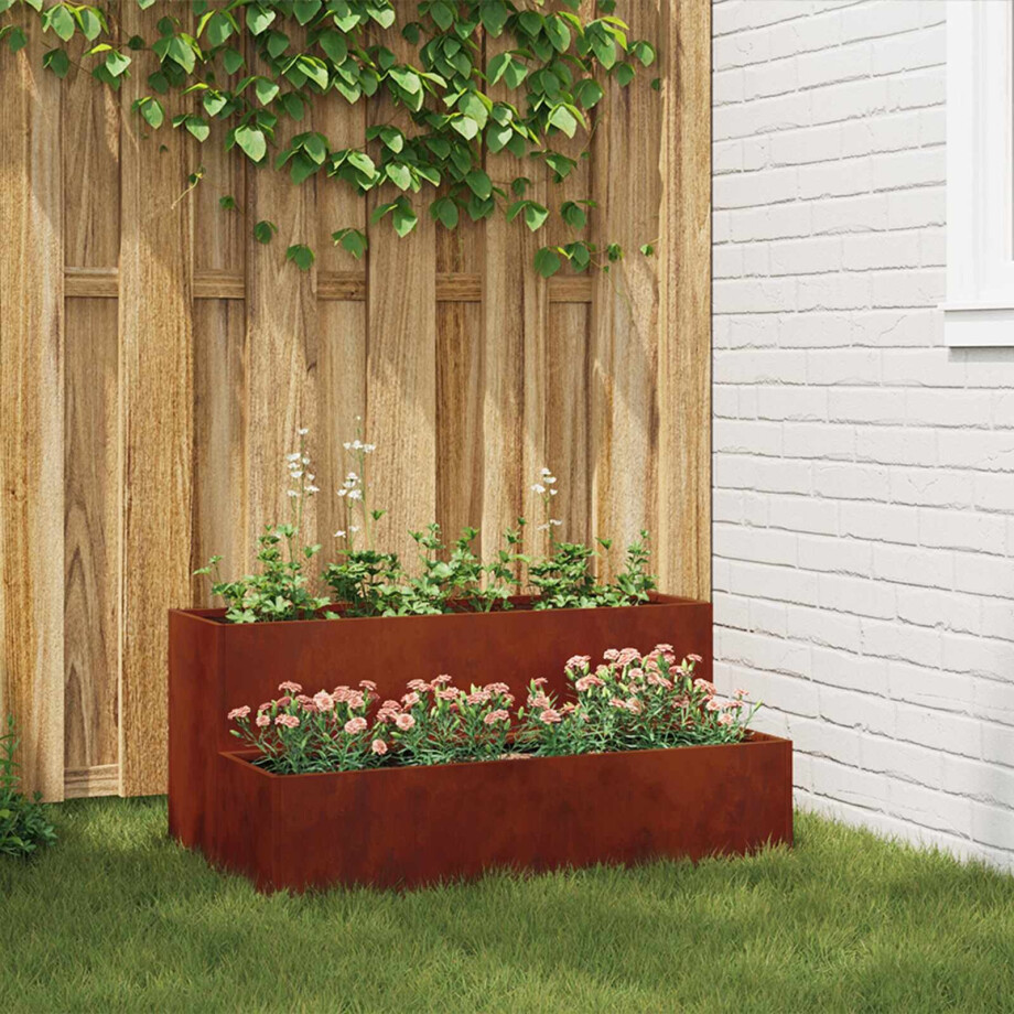 vidaXL Tuin Bloempot Roestig 100 x 60 x 45 cm Cortenstaal afbeelding 1