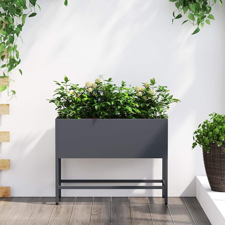 vidaXL Verhoogde Tuin Plantbak Antraciet 60 x 26 x 45 cm Staal vidaXL Verhoogde Tuin Plantbak Antraciet 60 x 26 x 45 cm Staal afbeelding 1