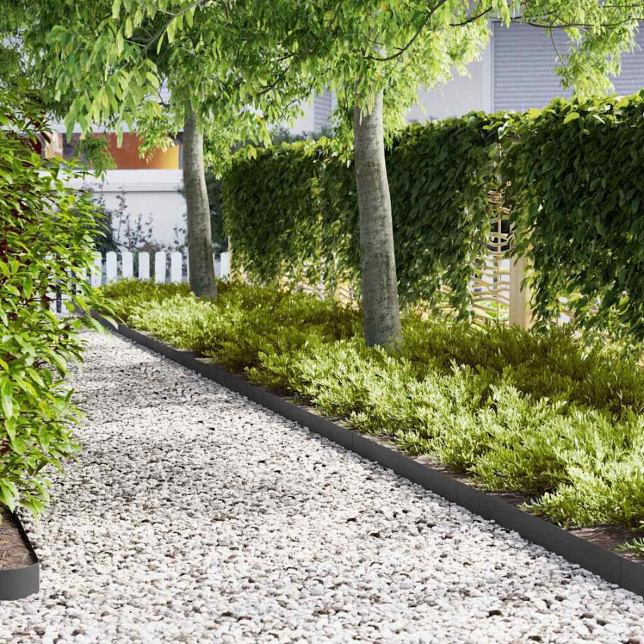 vidaXL Tuinrand 50 pcs Zwart 100 x 0,05 x 15 cm Koudgewalst staal afbeelding 1