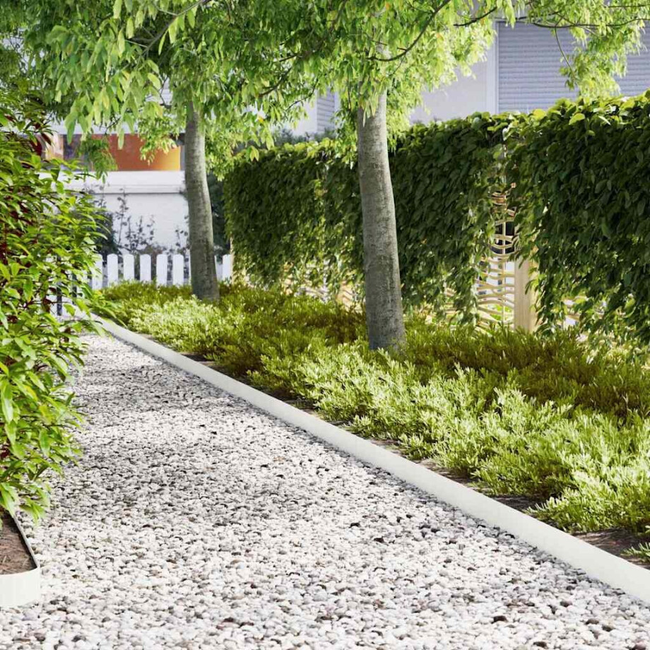 vidaXL Tuinrand 30 pcs Wit 100 x 0,05 x 15 cm Koudgewalst staal afbeelding 1