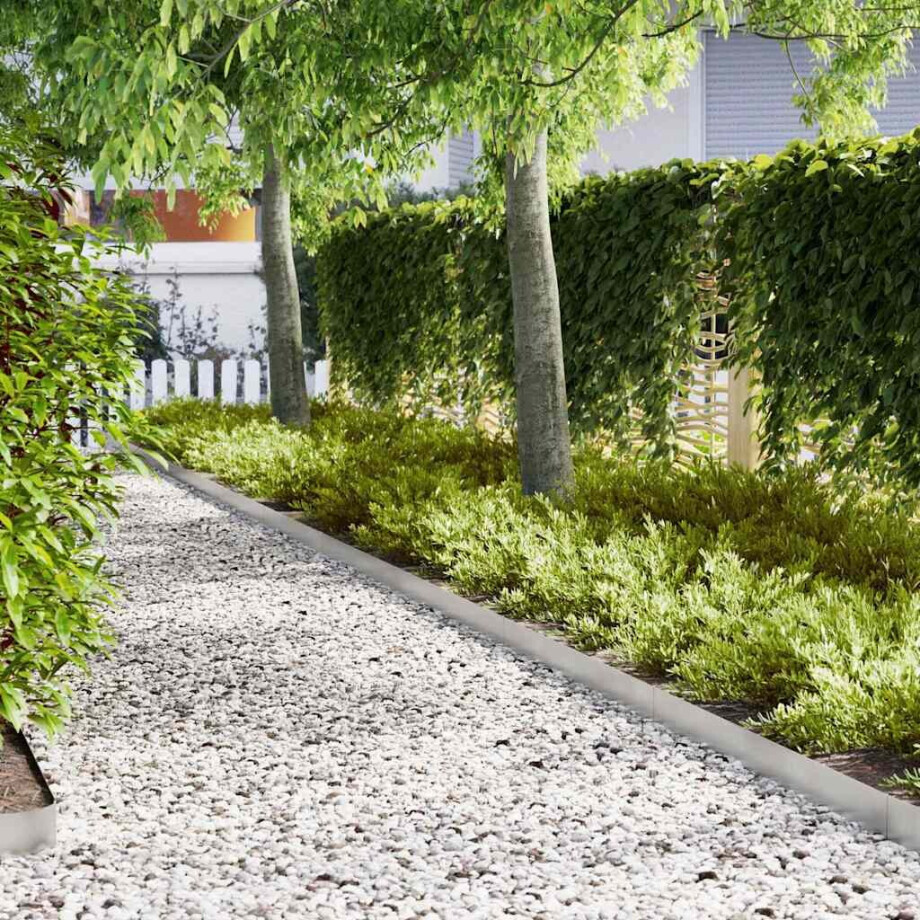 vidaXL Tuinrand 30 pcs Zilver 100 x 0.05 x 20 cm Roestvrij staal afbeelding 1