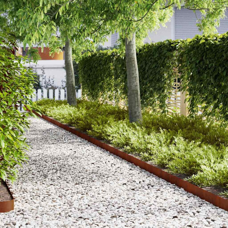 vidaXL Tuinrand 30 pcs Bruin 100 x 0.05 x 20 cm Cortenstaal afbeelding 1