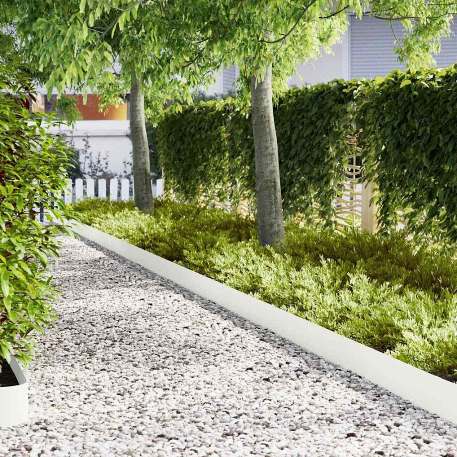 vidaXL Tuinrand 30 pcs Wit 100 x 0.05 x 20 cm Koudgewalst staal afbeelding 1
