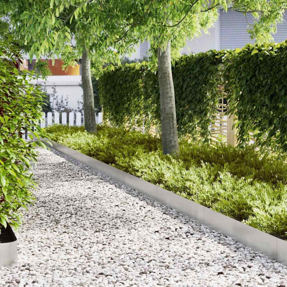 vidaXL Tuinrand 20 pcs Zilver 100 x 0.05 x 20 cm Roestvrij staal afbeelding 1