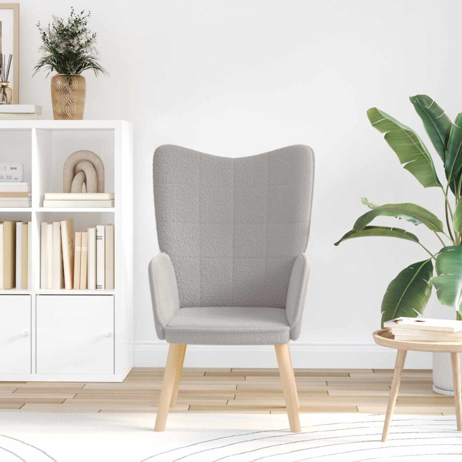 vidaXL Fauteuil Lichtgrijs 62 x 67 x 95,5 cm Sherpa Stof vidaXL Fauteuil Lichtgrijs 62 x 67 x 95,5 cm Sherpa Stof afbeelding 1