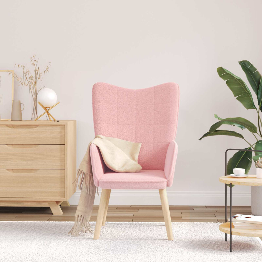 vidaXL Fauteuil Roze 62 x 67 x 95,5 cm Sherpa Stof afbeelding 1