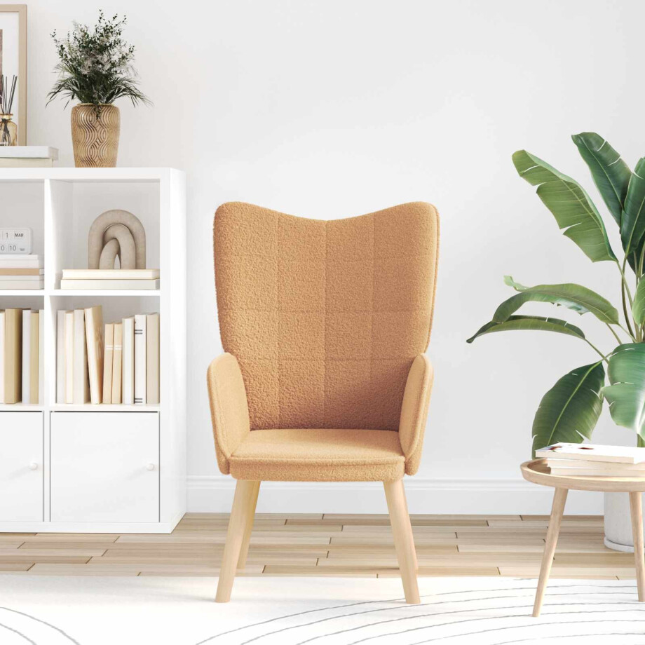 vidaXL Fauteuil Beige 62 x 67 x 95,5 cm Sherpa Stof afbeelding 1