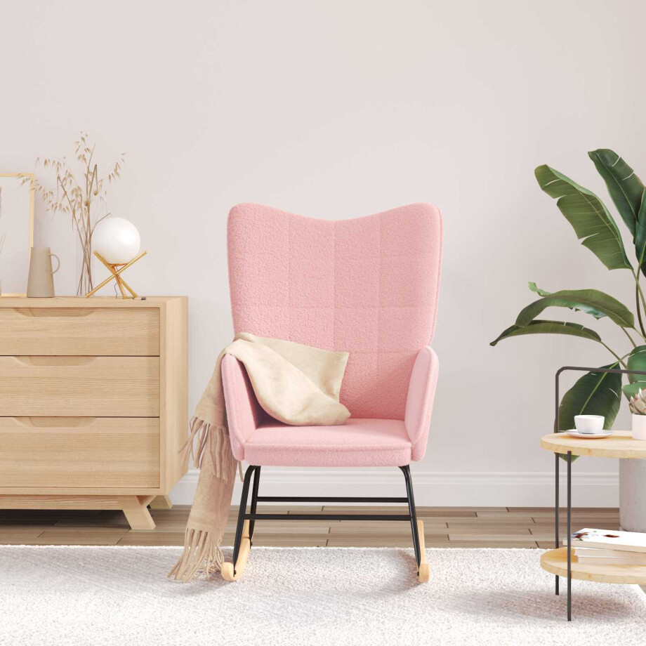 vidaXL Schommelstoel Roze Sherpa Stof afbeelding 1