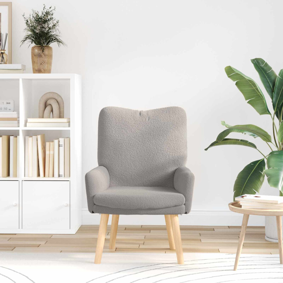 vidaXL Fauteuil Lichtgrijs 63 x 67 x 94 cm Schapenstof en Triplex afbeelding 1