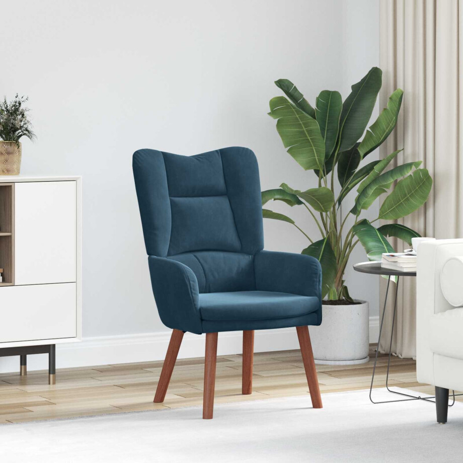 vidaXL Fauteuil Blauw 63 x 67 x 94 cm Fluweel vidaXL Fauteuil Blauw 63 x 67 x 94 cm Fluweel afbeelding 1