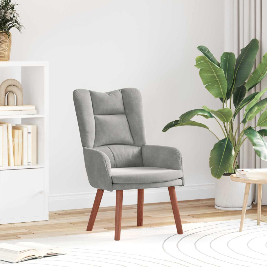 vidaXL Fauteuil Lichtgrijs 63 x 67 x 94 cm Fluweel afbeelding 1