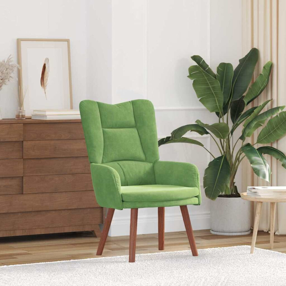 vidaXL Fauteuil Lichtgroen 63 x 67 x 94 cm Fluweel afbeelding 1