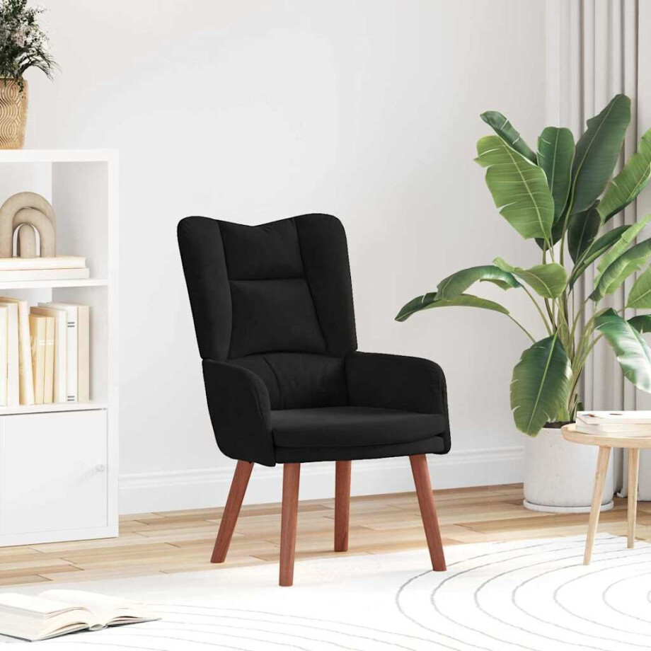 vidaXL Fauteuil Zwart 63 x 67 x 94 cm Fluweel afbeelding 1
