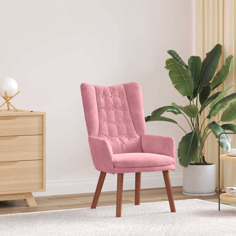 vidaXL Fauteuil Roze 63 x 67 x 94 cm Fluweel afbeelding 1