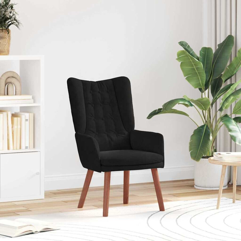 vidaXL Fauteuil Zwart 63 x 67 x 94 cm Fluweel afbeelding 1