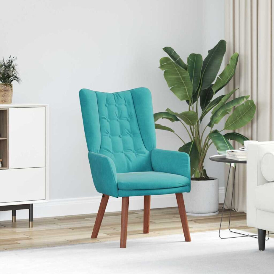 vidaXL Fauteuil Turquoise 63 x 67 x 94 cm Fluweel vidaXL Fauteuil Turquoise 63 x 67 x 94 cm Fluweel afbeelding 1
