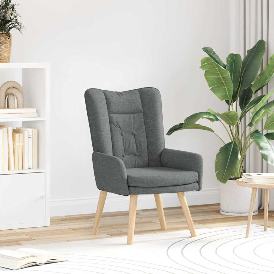 vidaXL Fauteuil Donkergrijs 63 x 67 x 94 cm Stof en multiplex afbeelding 1