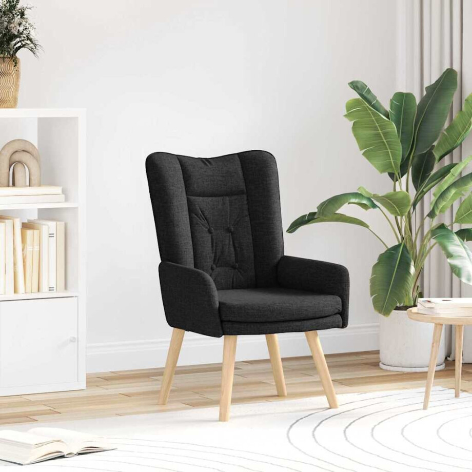 vidaXL Fauteuil Zwart 63 x 67 x 94 cm Stof en multiplex afbeelding 1