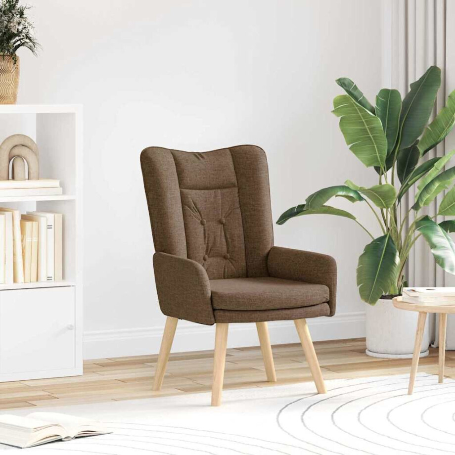 vidaXL Fauteuil Bruin 63 x 67 x 94 cm Stof en multiplex afbeelding 1