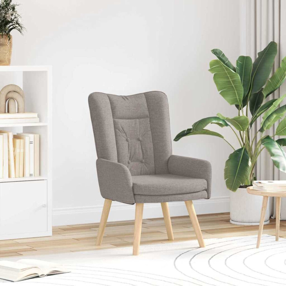 vidaXL Fauteuil Taupe 63 x 67 x 94 cm Stof en multiplex afbeelding 1