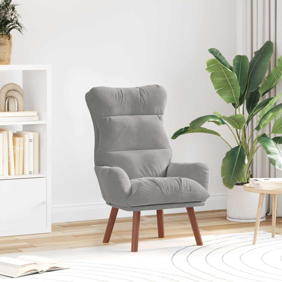 vidaXL Fauteuil Lichtgrijs 69 x 74 x 93 cm Fluweel afbeelding 1