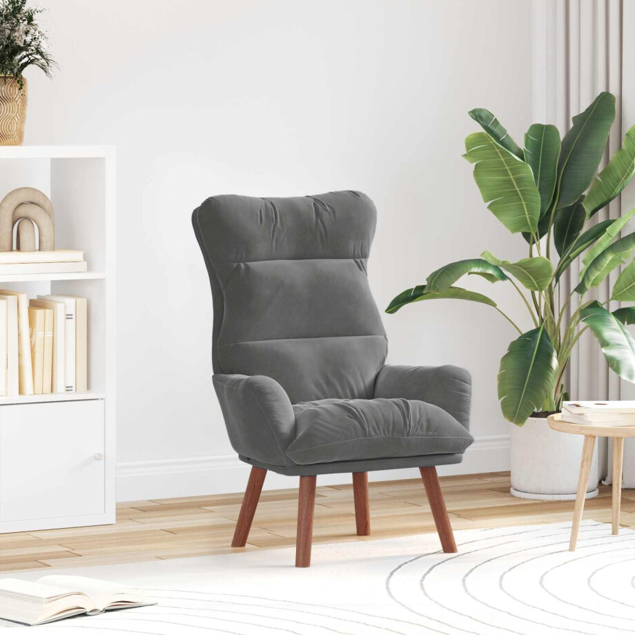 vidaXL Fauteuil Donkergrijs 69 x 74 x 93 cm Fluweel vidaXL Fauteuil Donkergrijs 69 x 74 x 93 cm Fluweel afbeelding 1