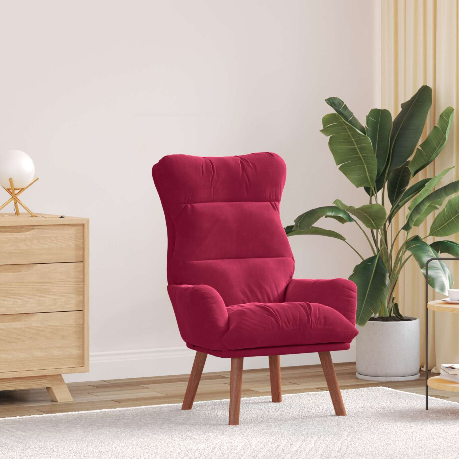 vidaXL Fauteuil Wijnrood 69 x 74 x 93 cm Fluweel afbeelding 1