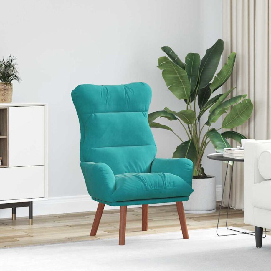 vidaXL Fauteuil Turquoise 69 x 74 x 93 cm Fluweel afbeelding 1