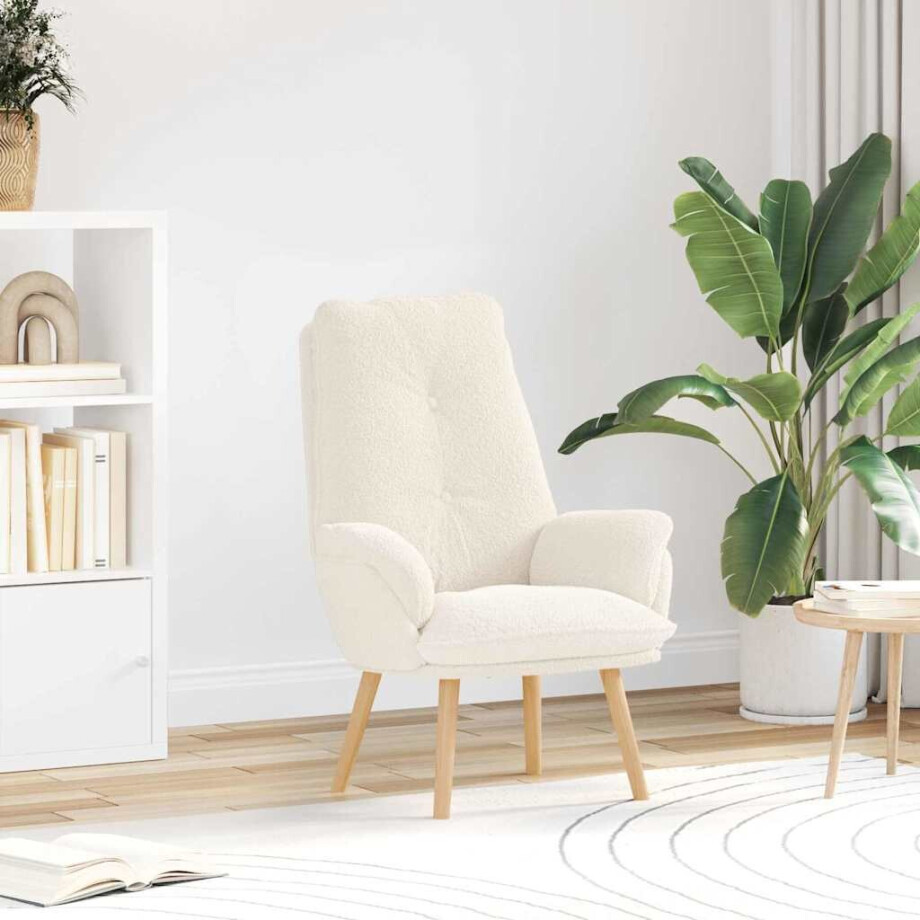 vidaXL Fauteuil Crème 69 x 74 x 93 cm Sherpa Stof afbeelding 1