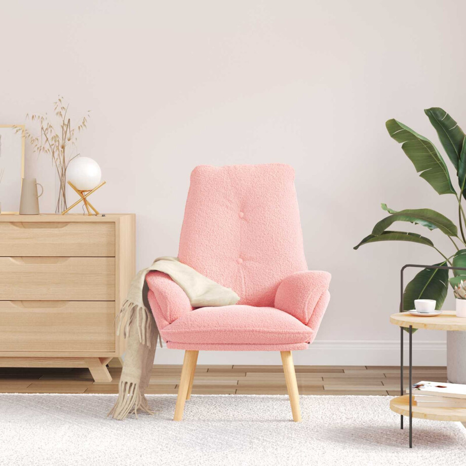 vidaXL Fauteuil Roze 69 x 74 x 93 cm Sherpa Stof afbeelding 1