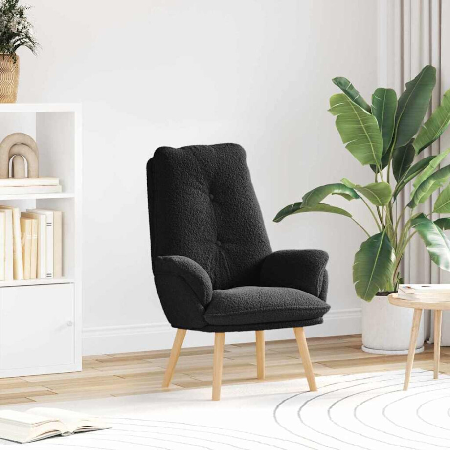 vidaXL Fauteuil Zwart 69 x 74 x 93 cm Sherpa Stof afbeelding 1