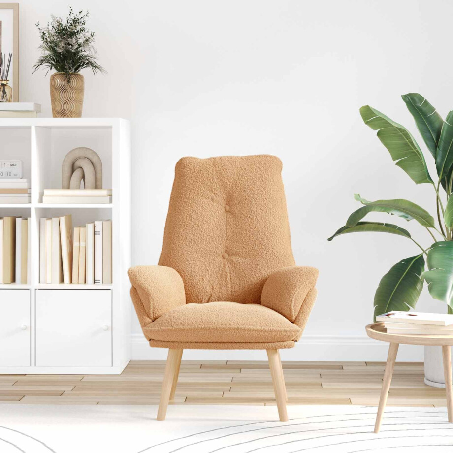 vidaXL Fauteuil Beige 69 x 74 x 93 cm Sherpa Stof afbeelding 1