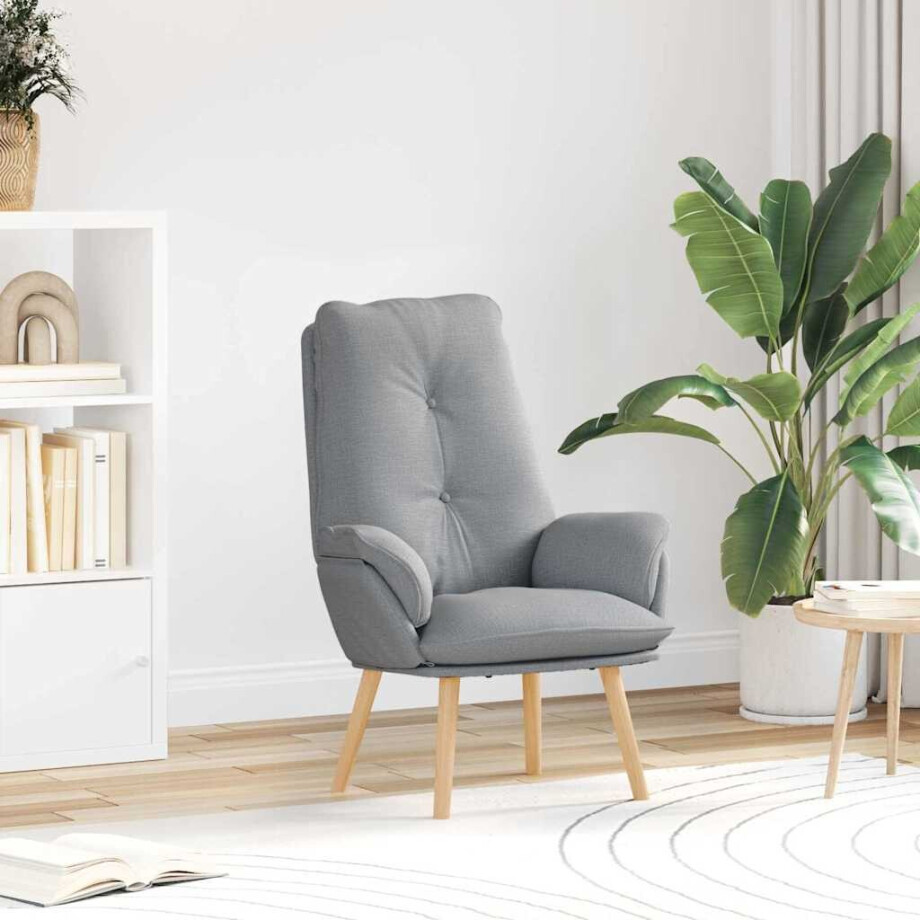 vidaXL Fauteuil Lichtgrijs 69 x 74 x 93 cm Stof en multiplex afbeelding 1