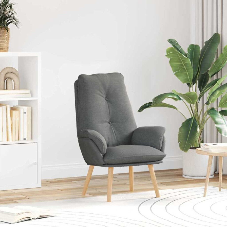vidaXL Fauteuil Donkergrijs 69 x 74 x 93 cm Stof en multiplex afbeelding 1