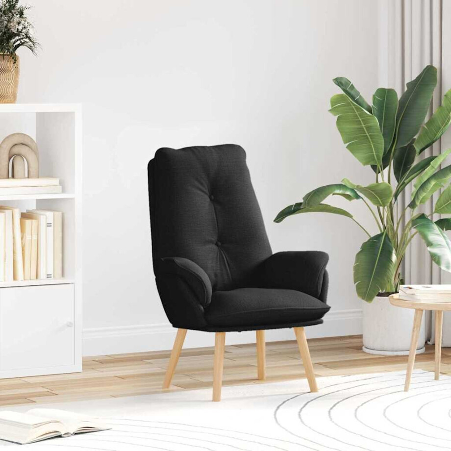 vidaXL Fauteuil Zwart 69 x 74 x 93 cm Stof en multiplex afbeelding 1