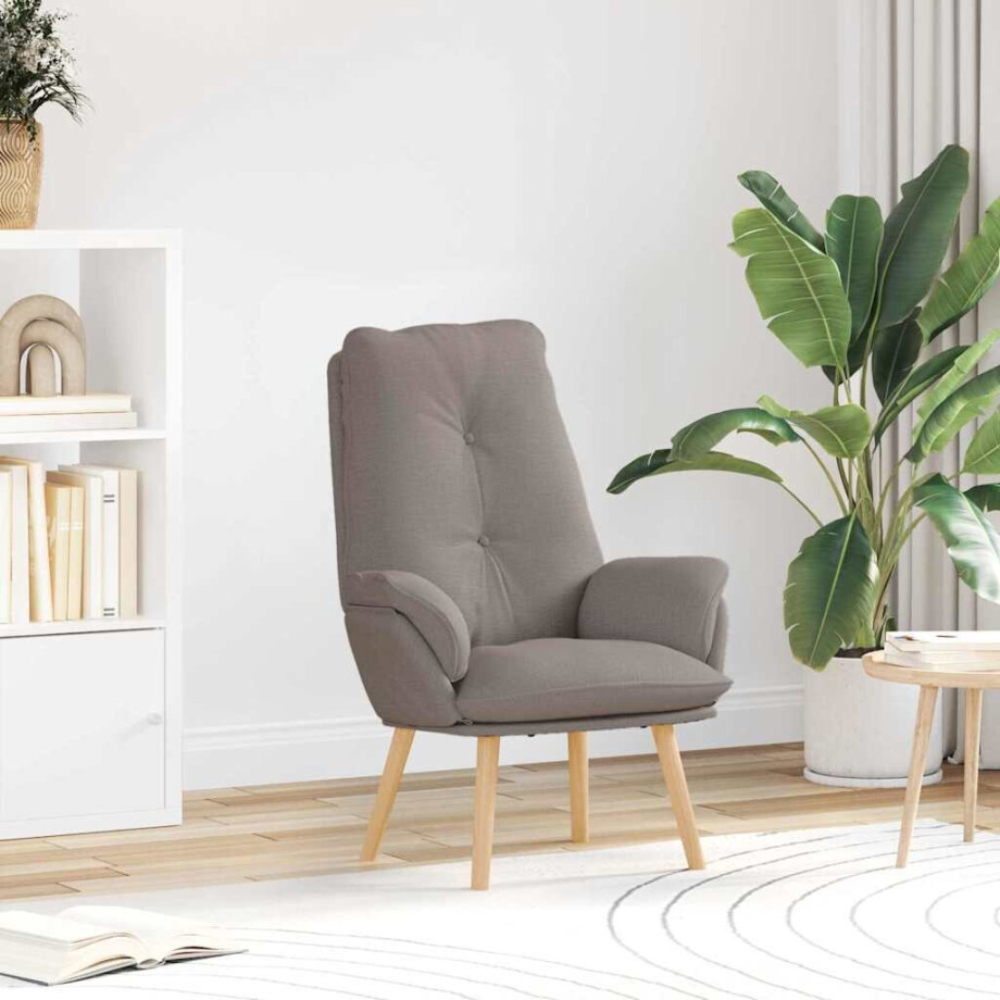 vidaXL Fauteuil Taupe 69 x 74 x 93 cm Stof en multiplex afbeelding 1