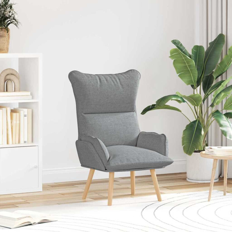 vidaXL Fauteuil Lichtgrijs 69 x 74 x 93 cm Stof en multiplex afbeelding 1