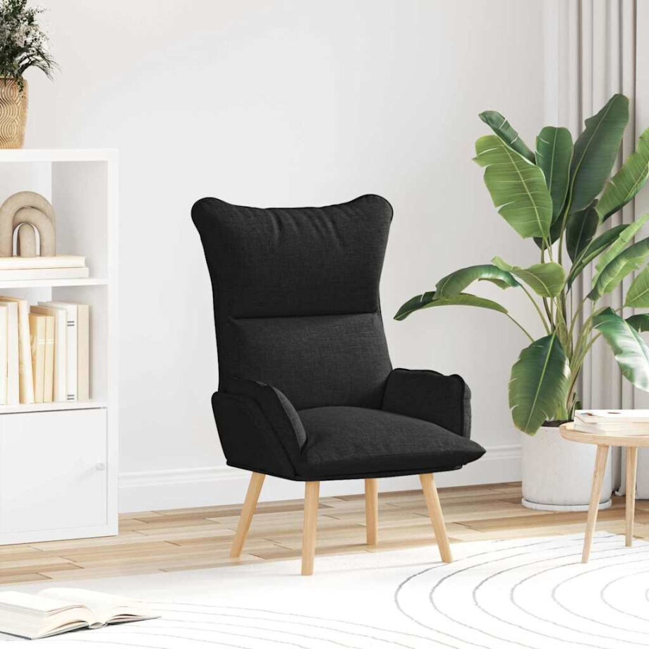 vidaXL Fauteuil Zwart 69 x 74 x 93 cm Stof en multiplex afbeelding 1