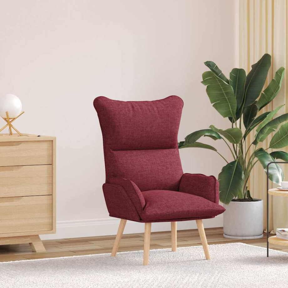 vidaXL Fauteuil Wijnrood 69 x 74 x 93 cm Stof en multiplex afbeelding 1