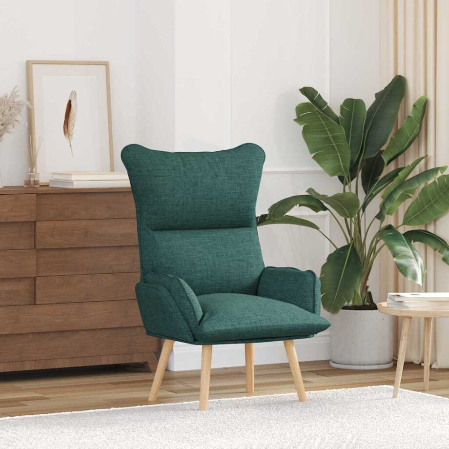 vidaXL Fauteuil Donkergroen 69 x 74 x 93 cm Stof en multiplex afbeelding 1