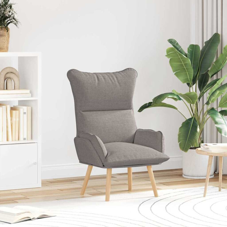 vidaXL Fauteuil Taupe 69 x 74 x 93 cm Stof en multiplex afbeelding 1