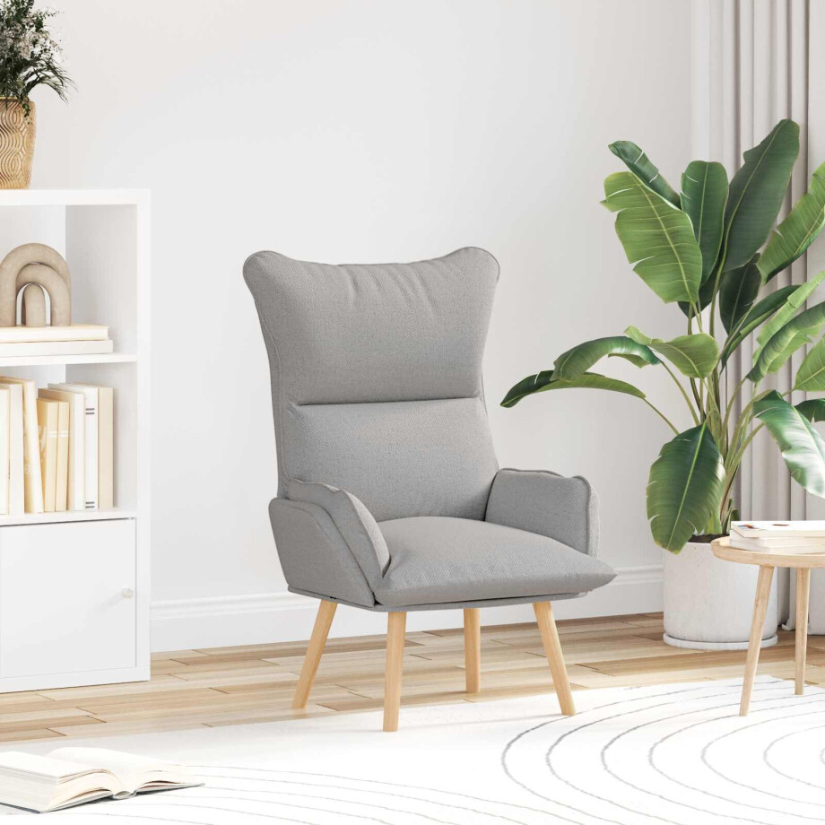 vidaXL Fauteuil Wolkengrijs Stof en multiplex afbeelding 1