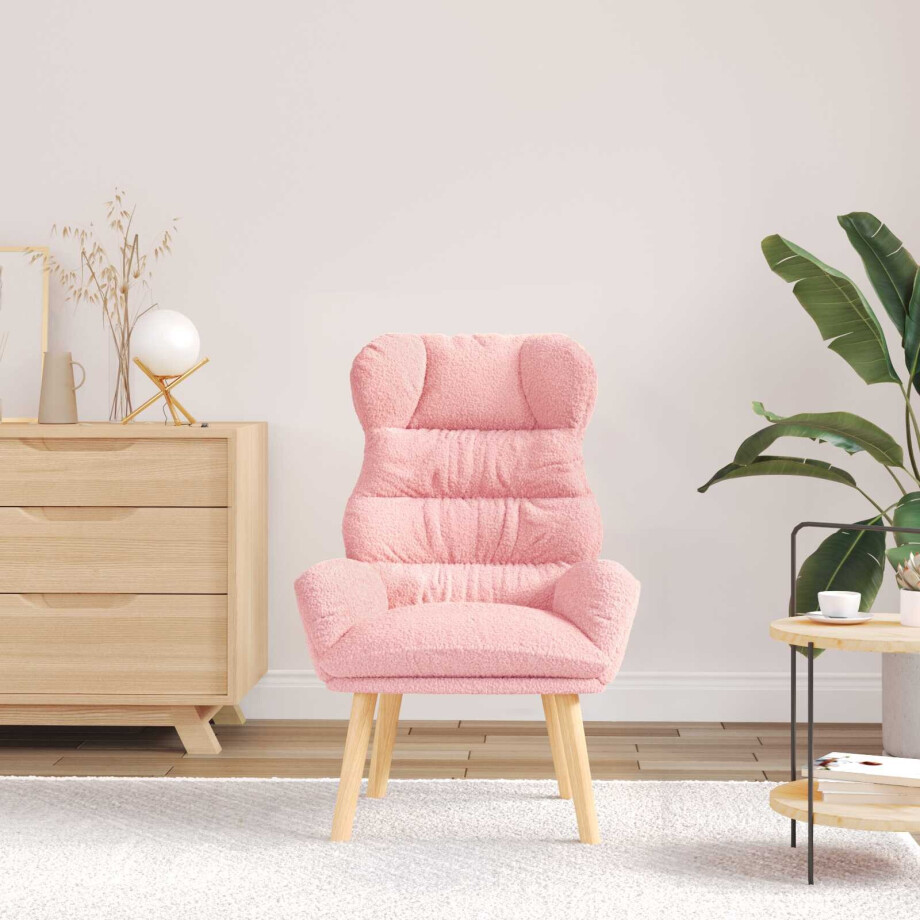 vidaXL Fauteuil Roze 69 x 74 x 93 cm Sherpa Stof afbeelding 1