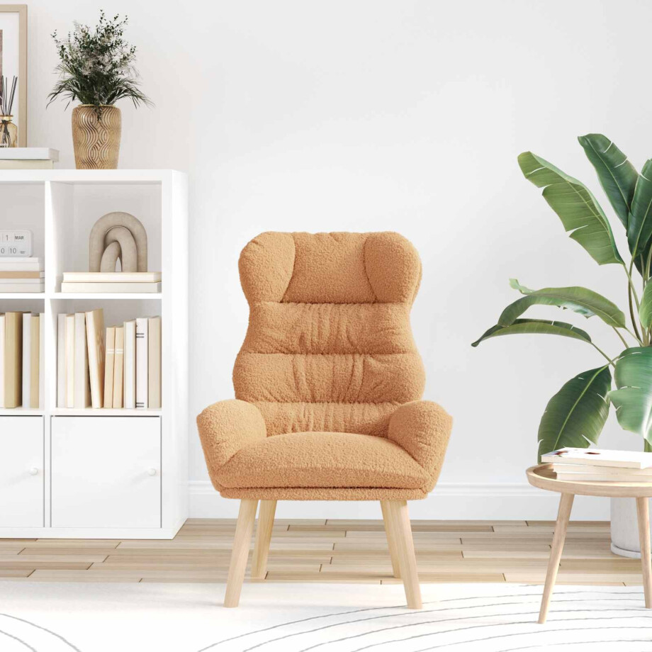 vidaXL Fauteuil Beige 69 x 74 x 93 cm Sherpa Stof afbeelding 1
