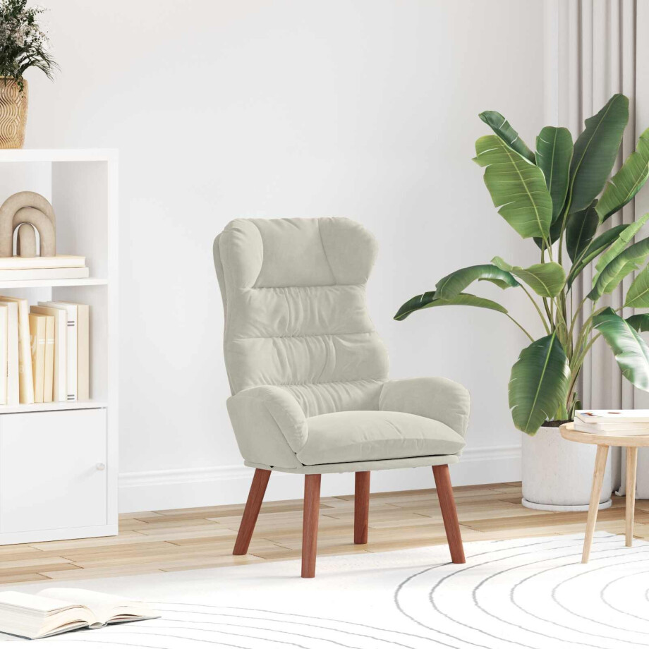 vidaXL Fauteuil Crème 69 x 74 x 93 cm Fluweel afbeelding 1