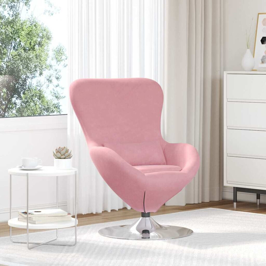 vidaXL Eivormige stoel Roze Fluweel afbeelding 1