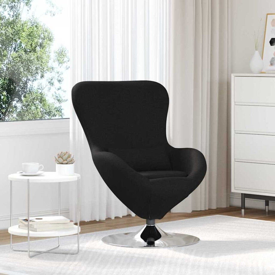 vidaXL Eivormige stoel Zwart 63 x 73 x 90 cm Stof afbeelding 1