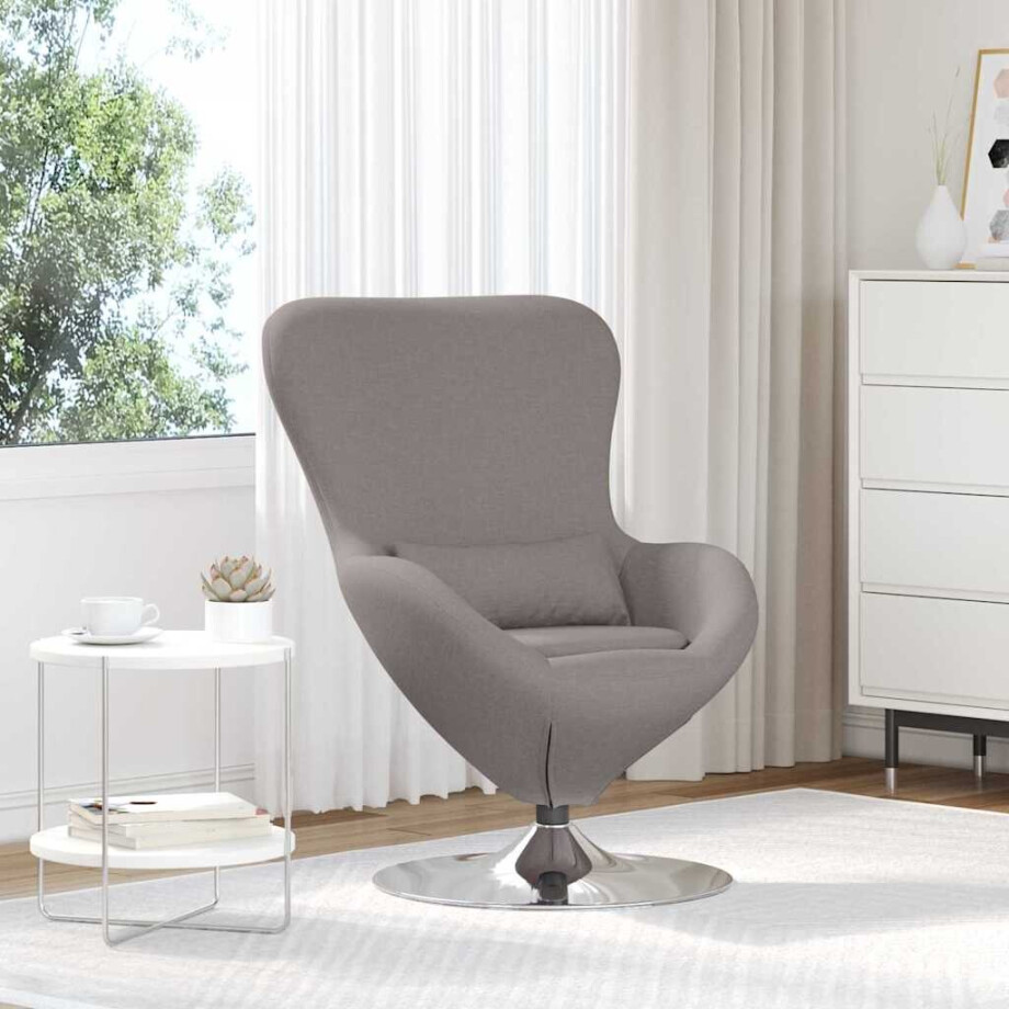 vidaXL Eivormige stoel Taupe 63 x 73 x 90 cm Stof afbeelding 1