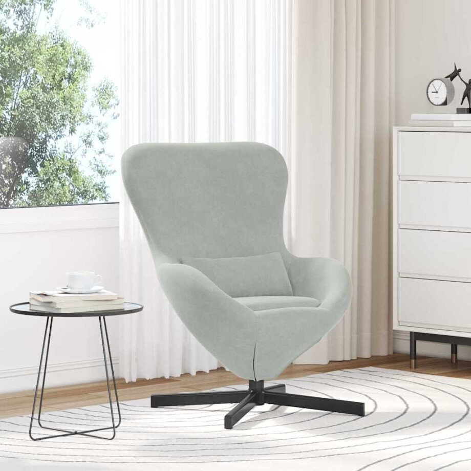 vidaXL Eivormige stoel Lichtgrijs 63 x 73 x 90 cm Fluweel vidaXL Eivormige stoel Lichtgrijs 63 x 73 x 90 cm Fluweel afbeelding 1